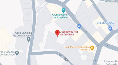 ubicación Registro Civil Juzgado de Paz Crevillent Alicante