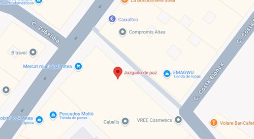 ubicación Registro Civil Juzgado de Paz Altea de Alicante